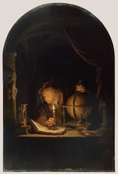 Astronom bei Kerzenlicht